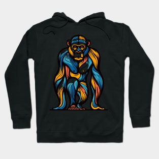 Pop art monkey illustration. cubism illustration of monkey Hoodie